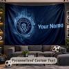 Manchester City Personalized Tapestry Support Custom Name, Wall Art Home Decoration