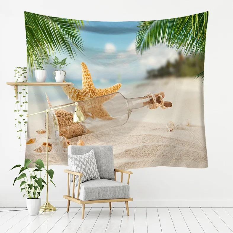 Seaside Scenery Drift Bottle Pattern Hanging Cloth Home Wall Decoration Tapestry Bedroom Living Room Tapestry