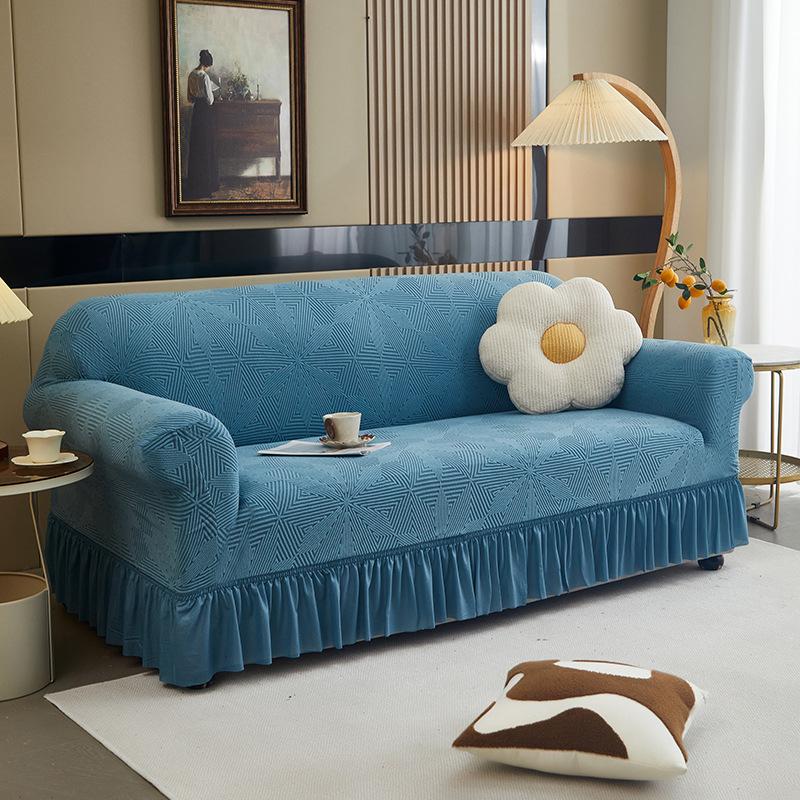 Supply High-Grade Skirt Hemming Sofa Cover Elastic All-Inclusive Four-Season Universal Sofa Protective Cover Solid Color