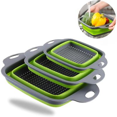 Foldable Fruit Vegetable Washing Basket Strainer Portabl Silicone Colander Kitchen Collapsible Food Drainer Tools Draining Pasta
