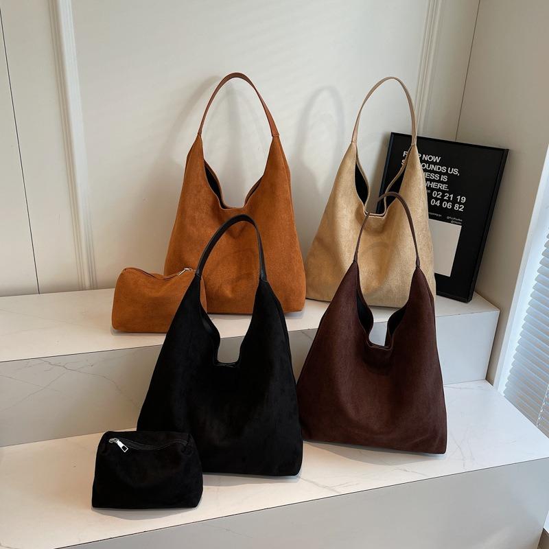 Slack Large-capacity Bag Women's New Autumn and Winter Commuter Shoulder Bag Suede Tote Bucket Bag