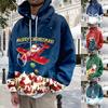2025 European and American Spring and Autumn New Christmas 3D Digital Printing Graffiti Loose Men's Casual Hooded Sweater