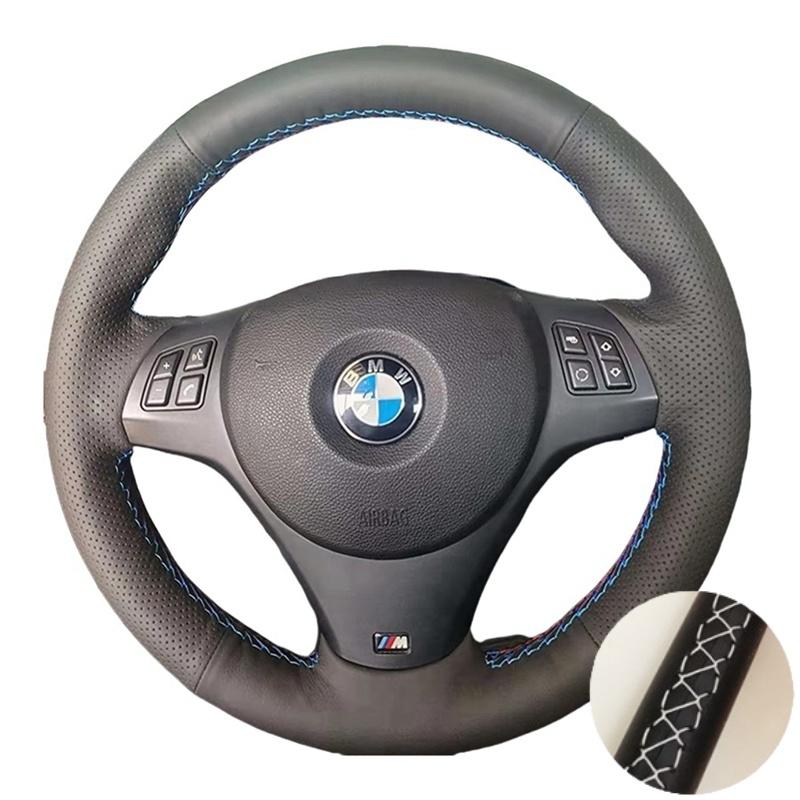 Car Steering Wheel Cover For BMW E81 E90 Pack M Sport M3 E91 E92 E93 E87 E82 E88 X1 E84 Hand-stitched Microfiber Leather