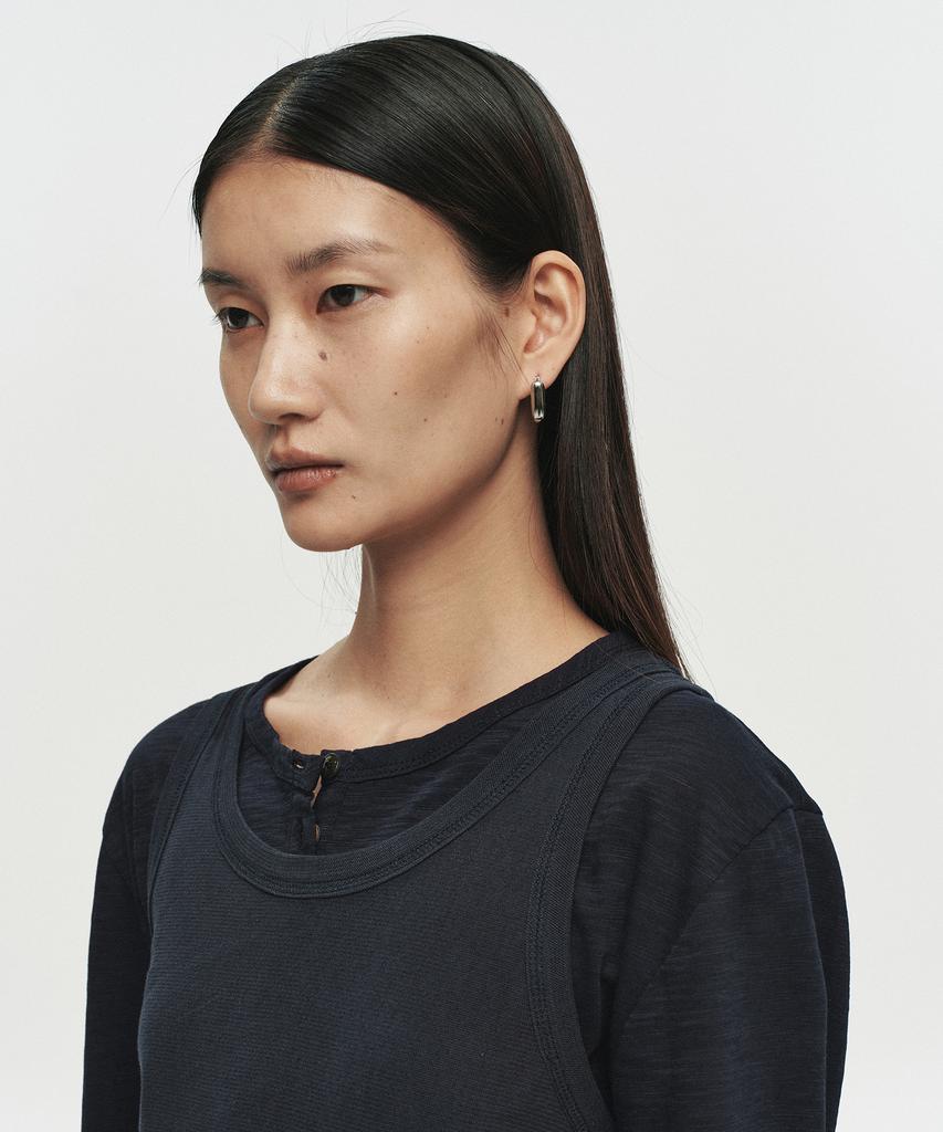 Hoite Base Slub Henley Neck T-Shirt (Navy)