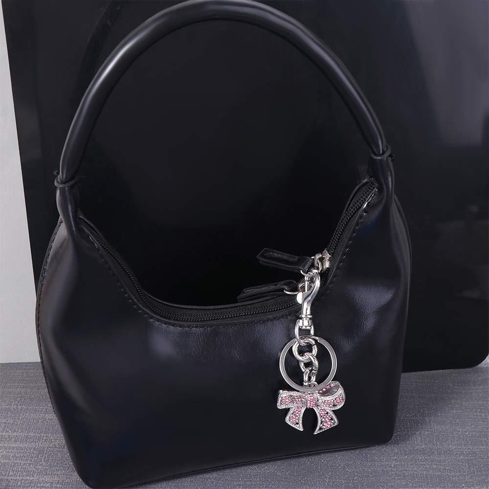 Backpack Hanging Sparkling Bow Bag Charm Zinc Zinc Alloy Bow Car Keyrings  Birthday Kids Gift