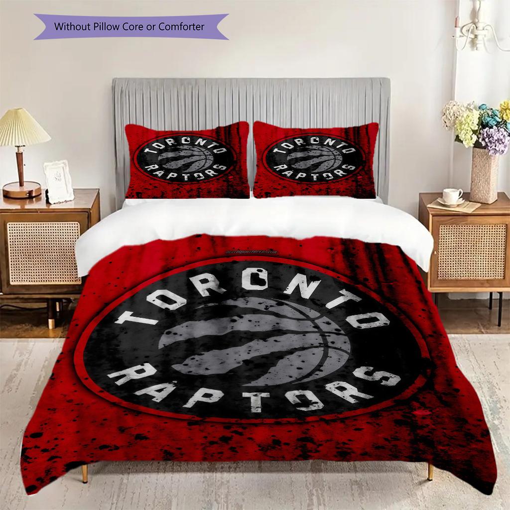 Toronto Raptors Bold Black Emblem Bedding(1 * Duvet Cover + 2 * Pillowcase, Without core)Soft and Comfortable Duvet Cover and Pillowcase Bedding Set