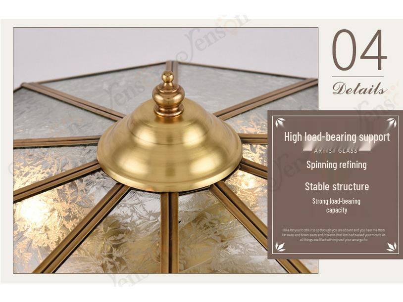European All-Copper Ceiling Light for Bedroom, Living Room, Foyer, Balcony, or Aisle - Simple, Warm, and Romantic Design