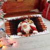 Santa Claus Chimney Doormat Funny Visual Illusion Decorative Floor Mat for Front Door Entryway Indoor Outdoor Holiday Decor