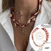 1SET European and American vacation ins shell starfish silk scarf stacked necklace, niche exotic love flower item jewelry women
