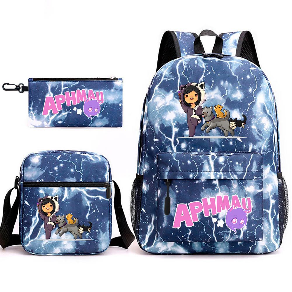 Spielwaren Aphmau Schultasche Cartoon Rucksack Federmäppchen Umhängetasche Dreiteiliges Set