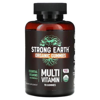 YumVs, Strong Earth organické gumové cukríky, multivitamíny, bobuľová príchuť, 90 gumových cukríkov