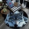 Gray Wolf Round Area Rug,Carpet Rug for Living Room Bedroom Sofa Playroom Decor,Non-slip Floor Mat