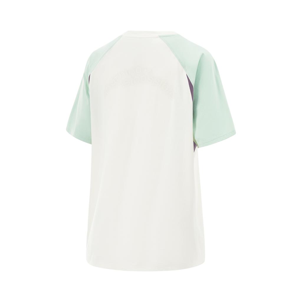 Li-Ning Comfortable Casual Simple Loose Quick-Dry Round Neck Pullover Short Sleeve T-Shirt Women Tops Off-White Dusty-Green ATSV132-5