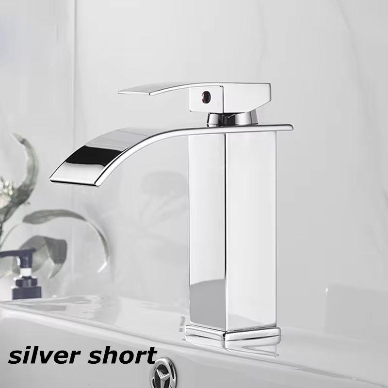 Sink Faucet Splash Proof Dual Control of Hot and Cold Bathroom Accessories Stainless Steel Waterfall Washbasin Fixture Home