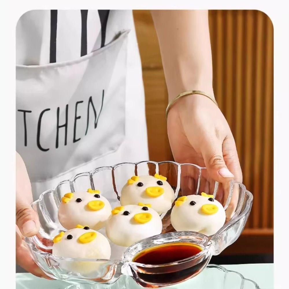 Fashion Transparent Shell Dish with Vinegar Discs Creative Dumpling Plate Fruit Plate