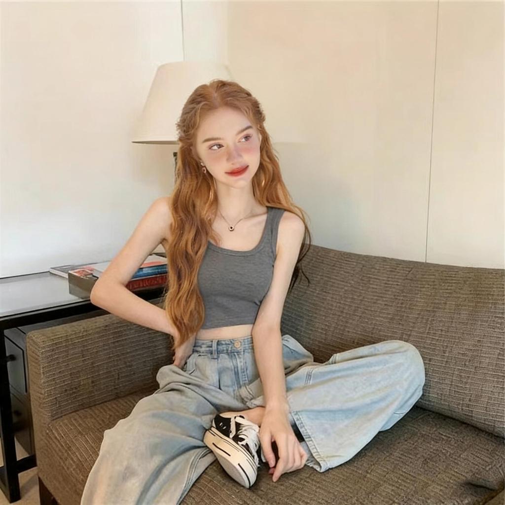 2026 Summer Slim Spicy Girl Style Camisole Vest – Women's Round Neck Sleeveless Top