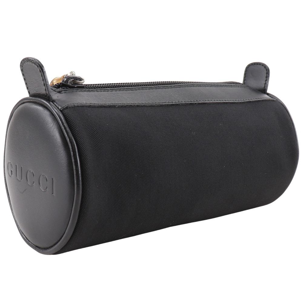 Gucci Bamboo Pouch Black Nylon Canvas Unisex Used