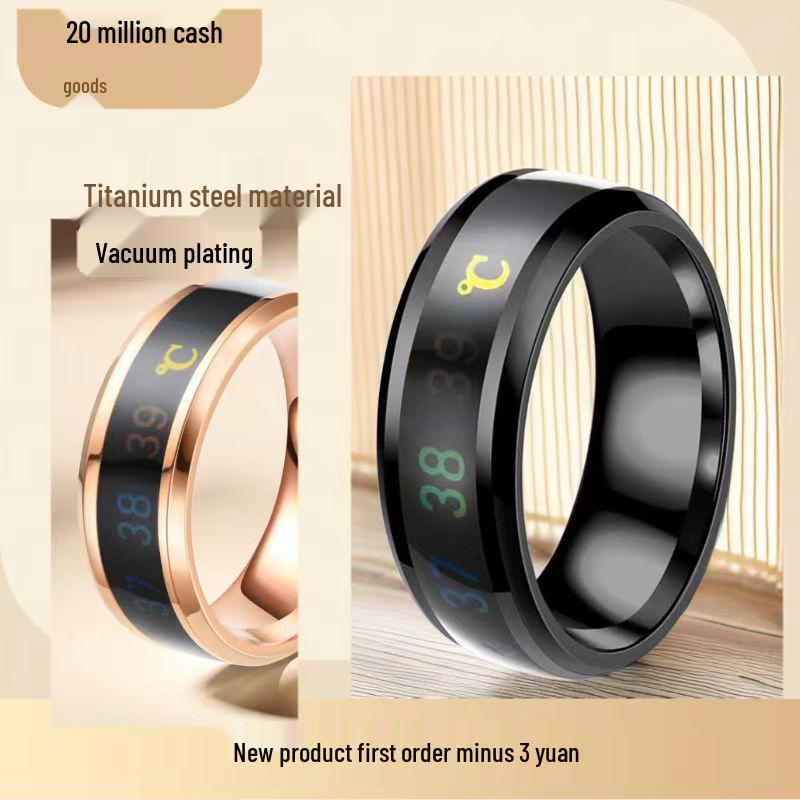 Smart Temperature-Sensitive Titanium Steel Ring for Men - European & American Style, Color-Changing, Non-Fading