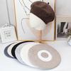 Handmade Beaded Flower Beret Women's Autumn and Winter Rabbit Cashmere Double-layer Knitted Hat Fashionable and Elegant Warm Temperament Thread Hat