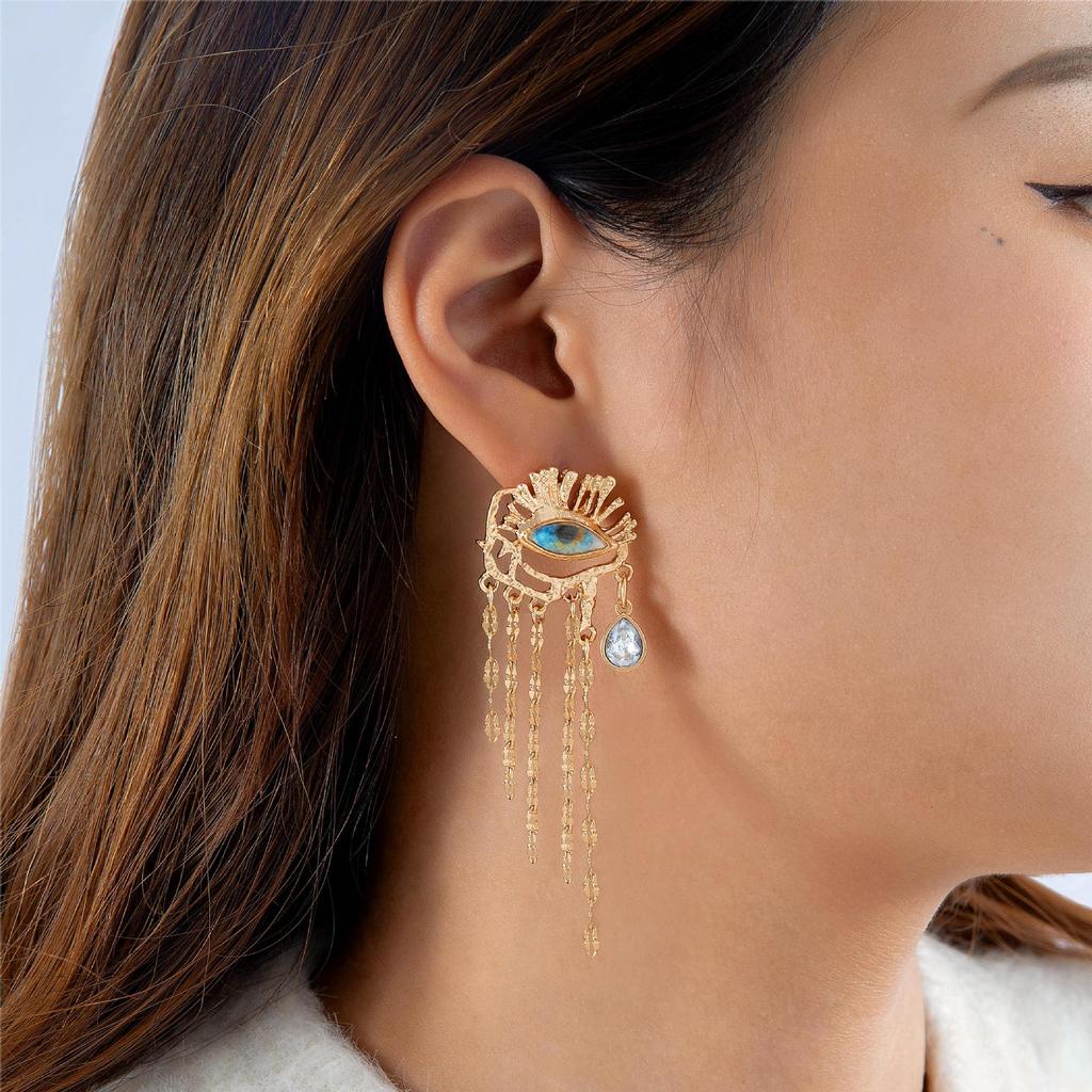 Ženy Vintage Eyes of Demon Náušnicový prsten Přehnané Trendy Náušnice Styl Dívčí Jemné střapce Šperky