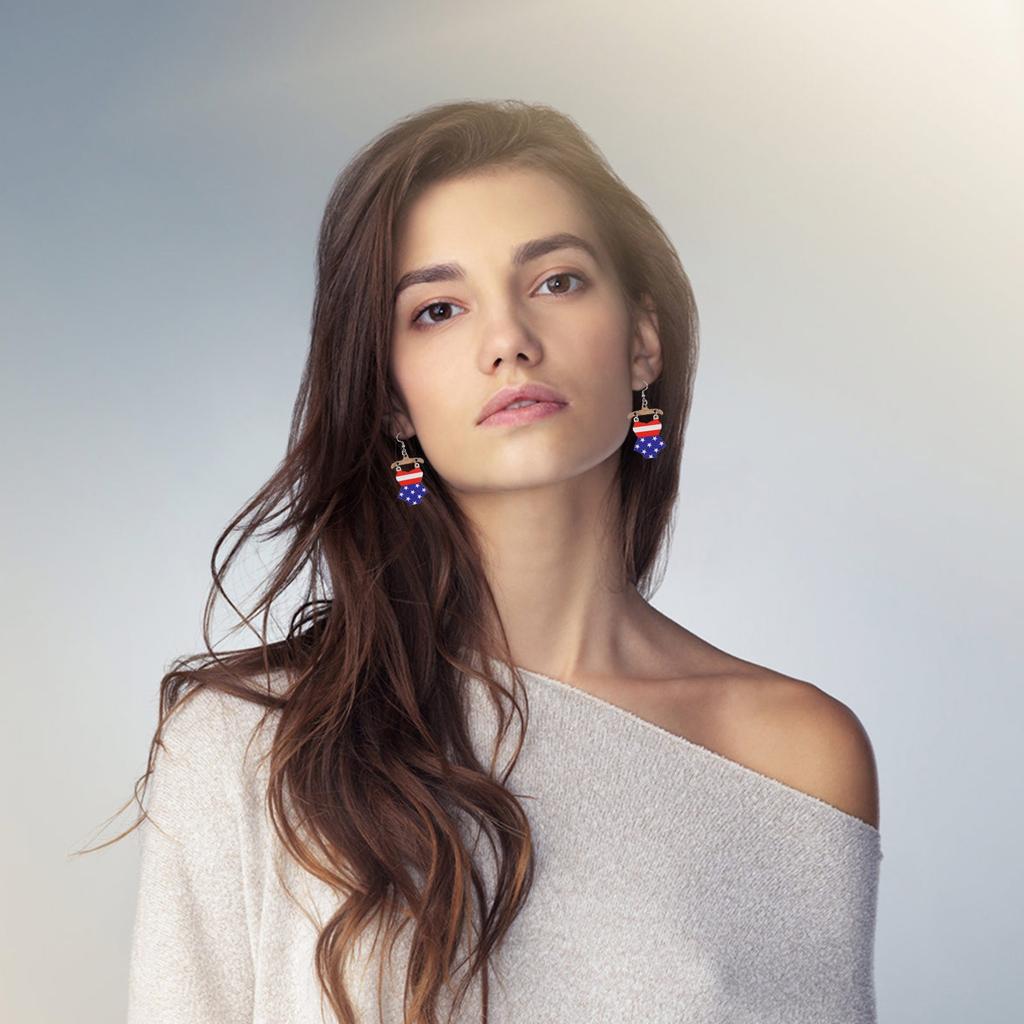 Bikini Shaped Striped Earrings, American Independence Day Earrings