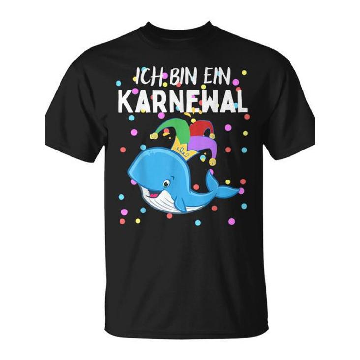 Men'S Funny Carnival Whale Costume T-Shirt with Back Print - Whale Shark & "Ich Bin En KARNEVAL" German Text Design - Comfortable Crew Neck Short