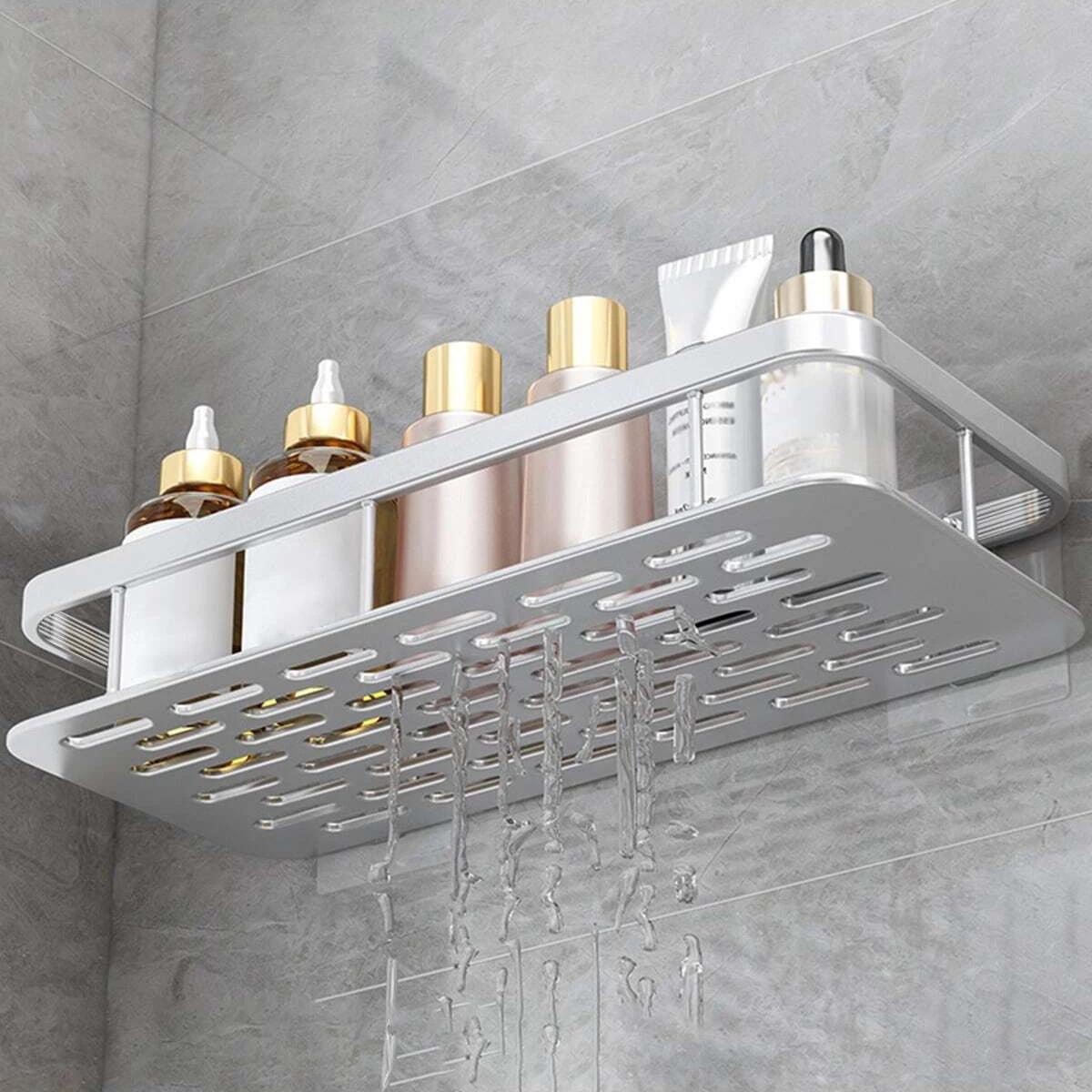 

1pc - Wall mounted storage rack suitable for bathrooms and kitchens a space saving bathroom shelf that does not require drilling