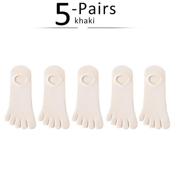 5 Pairs Summer Invisible Toe Socks Woman Girl Cotton Thin Solid Soft Shallow Mouth Breathable Deodorant No Show 5 Finger Socks