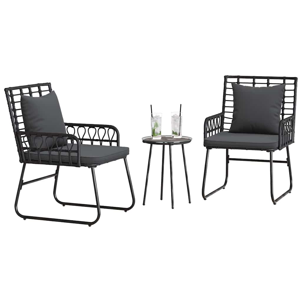 Garden Dining Set 3 pcs Black and Anthracite Poly Rattan