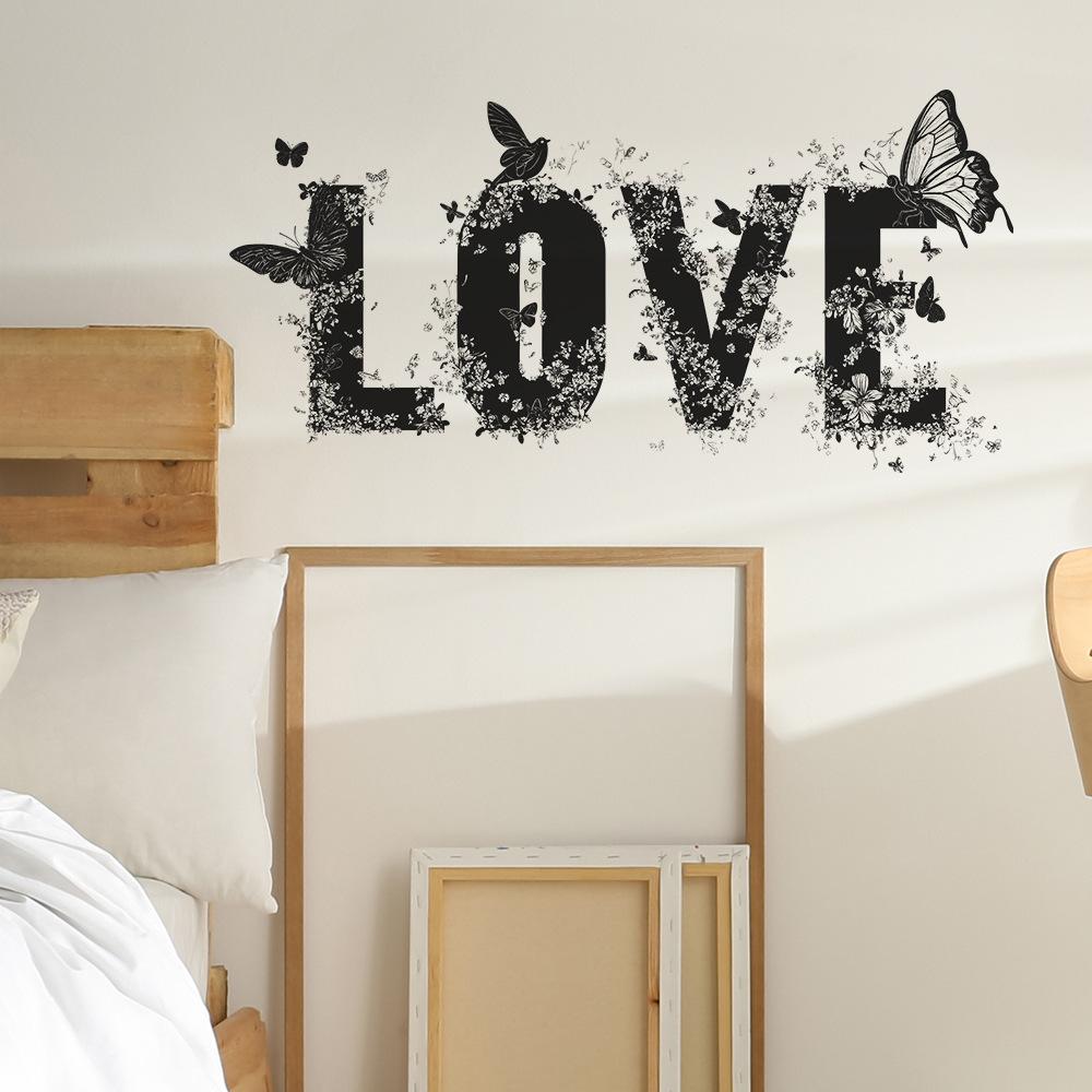 Creative English Letter "LOVE" Butterfly Bedroom Entrance Home Background Beautification Wall Stickers