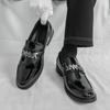 Fashion Spring Men's Breathable Pointed Block Shoes Luxury Brand Men's Patent Leather Comfortable Banquet Business Casual Leather Shoes