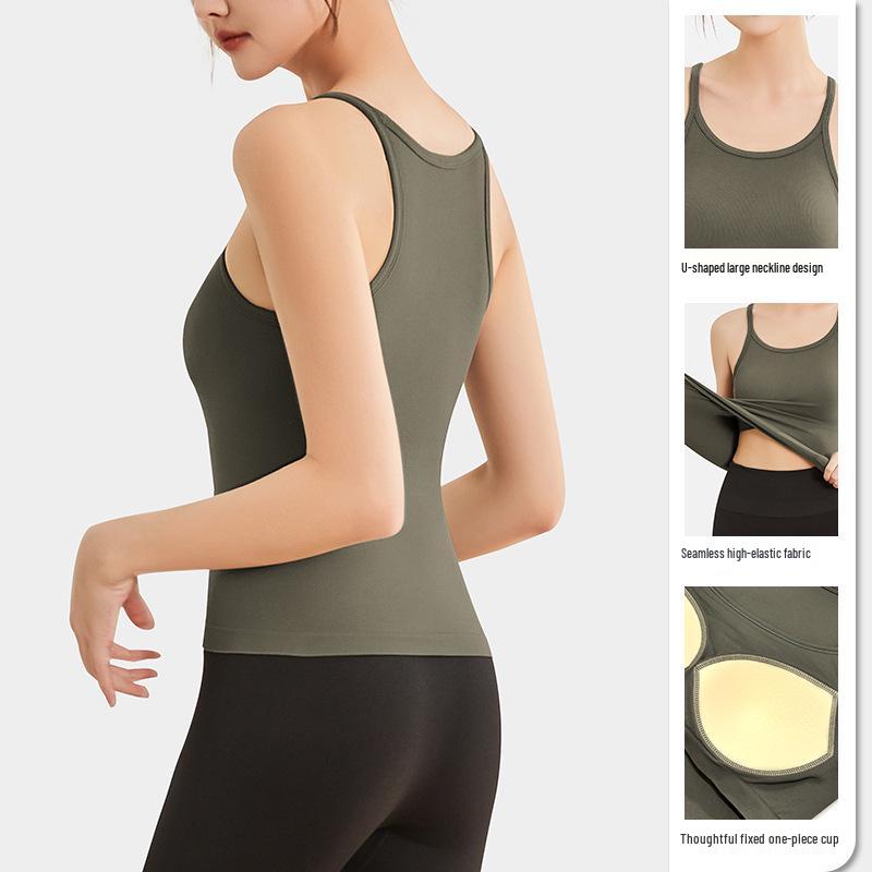 Women's Summer Sleeveless Yoga Top with Chest Pads - Versatile Camisole for Outdoor Wear