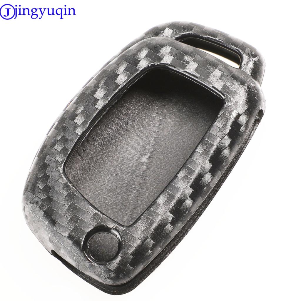 Jingyuqin Carbon Silicone Key Fob Shell Cover Case For Hyundai Creta I10 I20 Tucson Elantra Santa Fe 2016 2017 2018