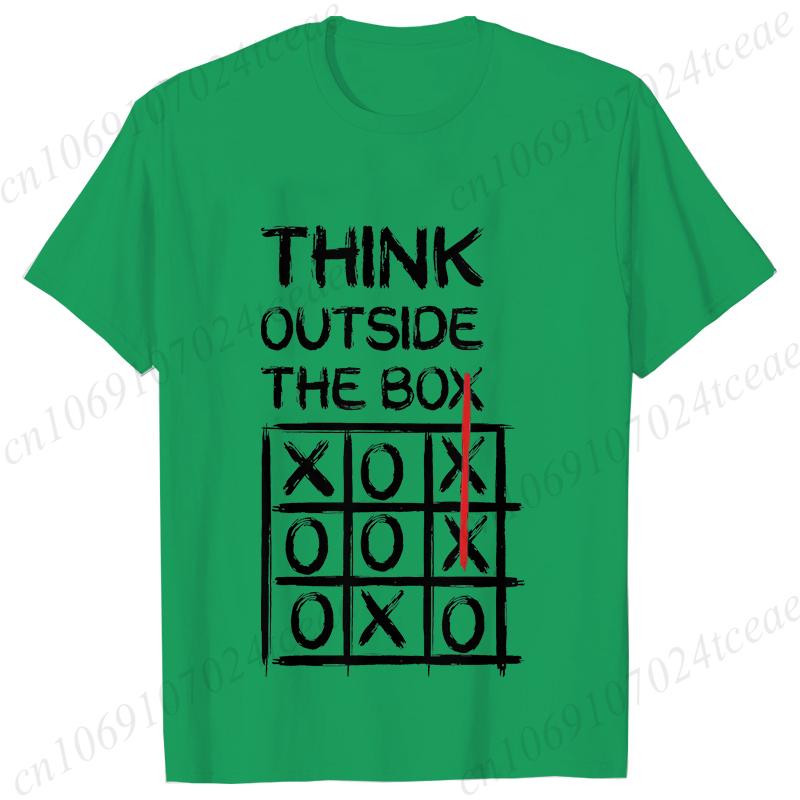 Retro Men's T-Shirt Think Outside The Box Print Short Sleeve T-Shirt Summer Casual Tees Top Loose Oversized T-Shirt for Men