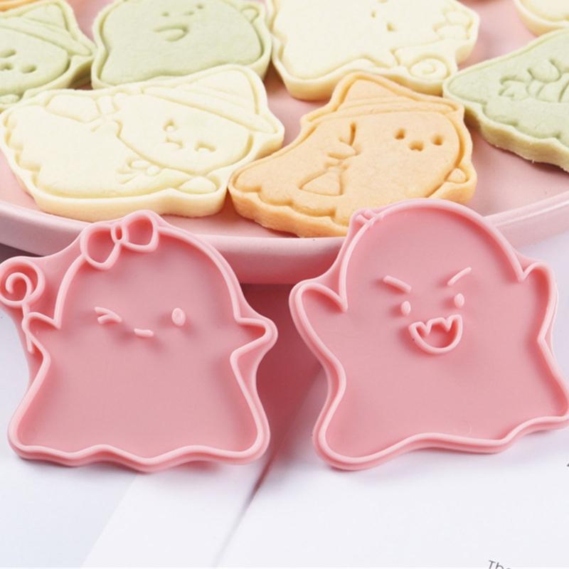 8Pieces Cookie Molds Halloween Biscuit Cutter Ghostly Shape Cookie Molds Baking Tool Suitable for Familys Gatherings