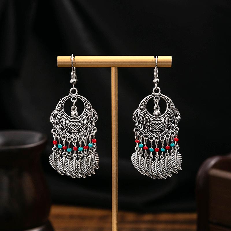 Ethnic Style Long Fringed Earrings, Bohemian Minority Blue Turquoise Tourist Attractions Earrings For Women