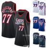 Maglia da Basket Ricamata 76ers 77 Edgecombe Blu Bianco Traspirante Abbigliamento Sportivo di Squadra
