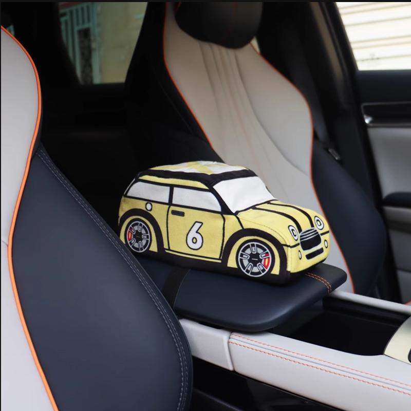 Cartoon Car Tissue Box Armrest Holder Multifunctional Paper Drawer Storage Bag Chair Backseat Hanging Organizer For Home Car