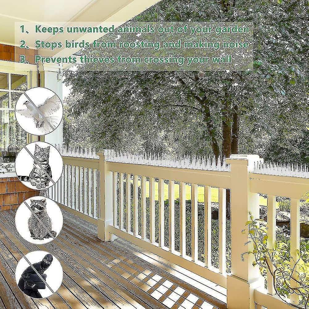 Spuntoni per Piccioni da 5 Metri, 3 File Repellente per Piccioni in Plastica Repellente per Uccelli Repellente per Corvi Repellente per Gatti per Balcone, Recinzioni e Tetto - Confezione da 12 (bianca)