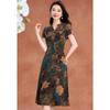 Women's Floral Print V-Neck A-Line Cheongsam Dress