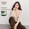 Sllsky Women's Colorful Button V-Neck Long Sleeve T-Shirt