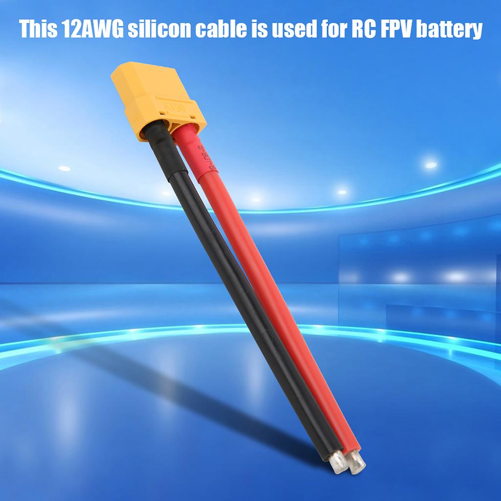 XT90 Plug Male Connector with 12AWG 110mm Silicon Wire Accessories for RC   Model Battery(Black red )