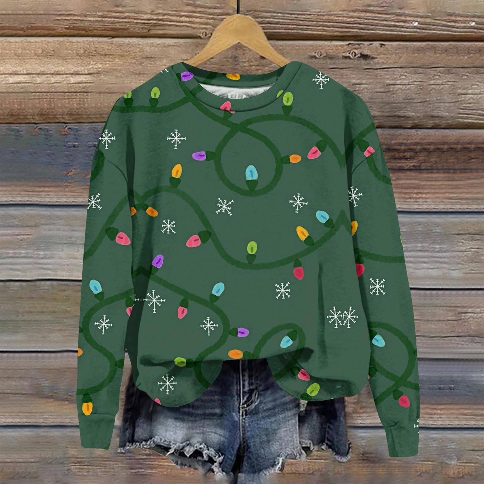 

Женская модная рождественская принтованная толстовка с длинным рукавом и круглым вырезом XXL