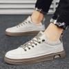 New Men's Genuine Leather Lace-Up Skate Sneakers Low-Cut Versatile Casual Sports Work Everyday Outdoor Comfortable Walking Shoes