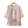 Plus Size New Chinese Style Linen Blend Summer T-Shirt