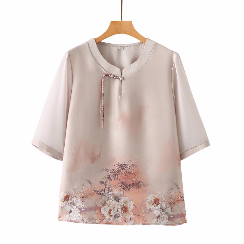 Plus Size New Chinese Style Linen Blend Summer T-Shirt