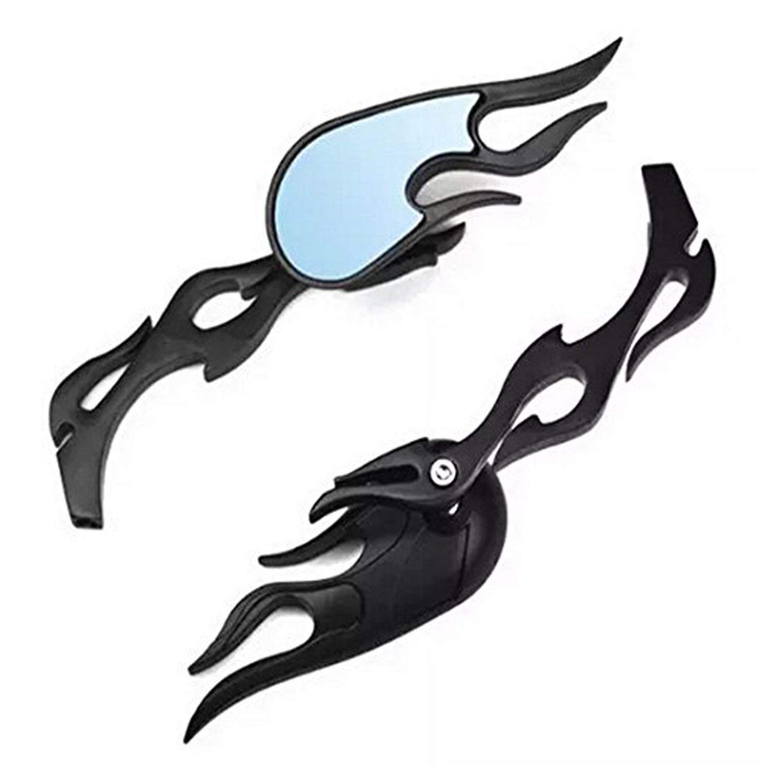 

HANSWD Motorcycle Rearview Mirror, Black, Skull Decoration, Metal Frame, Pair