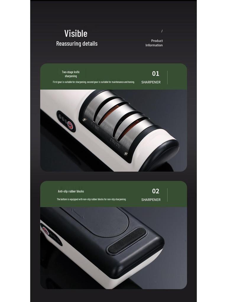 Rechargeable Multifunctional Electric Knife Sharpener for Home Kitchen