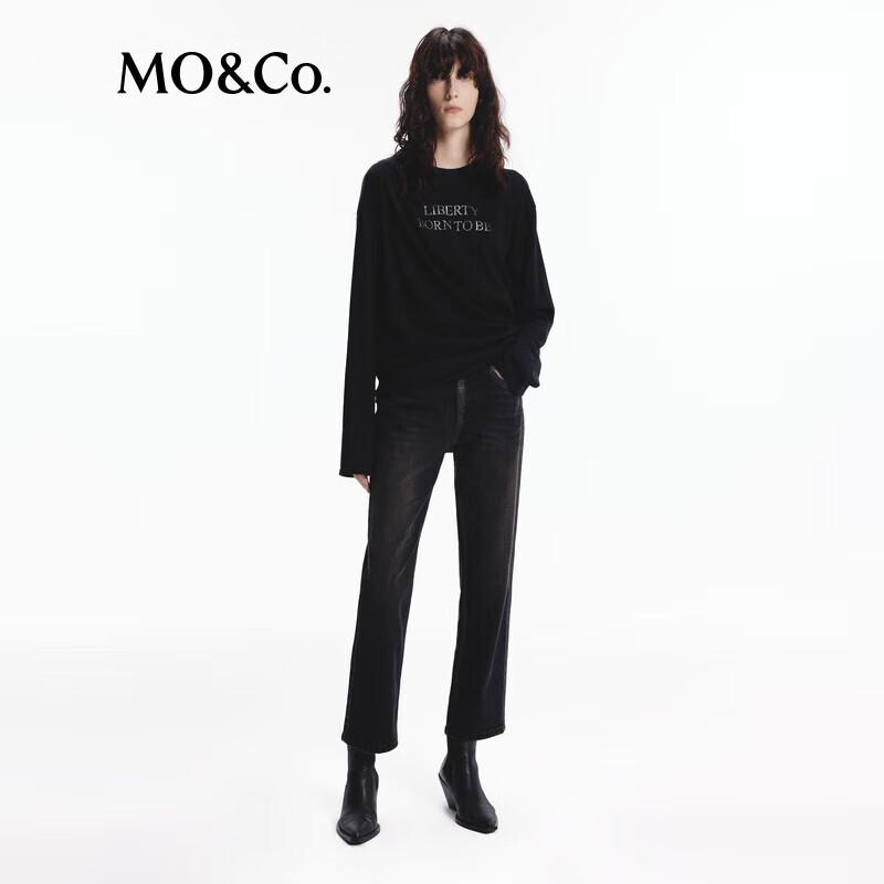 MO&Co. Cotton-Hemp Blend Pleated Long-Sleeve T-Shirt