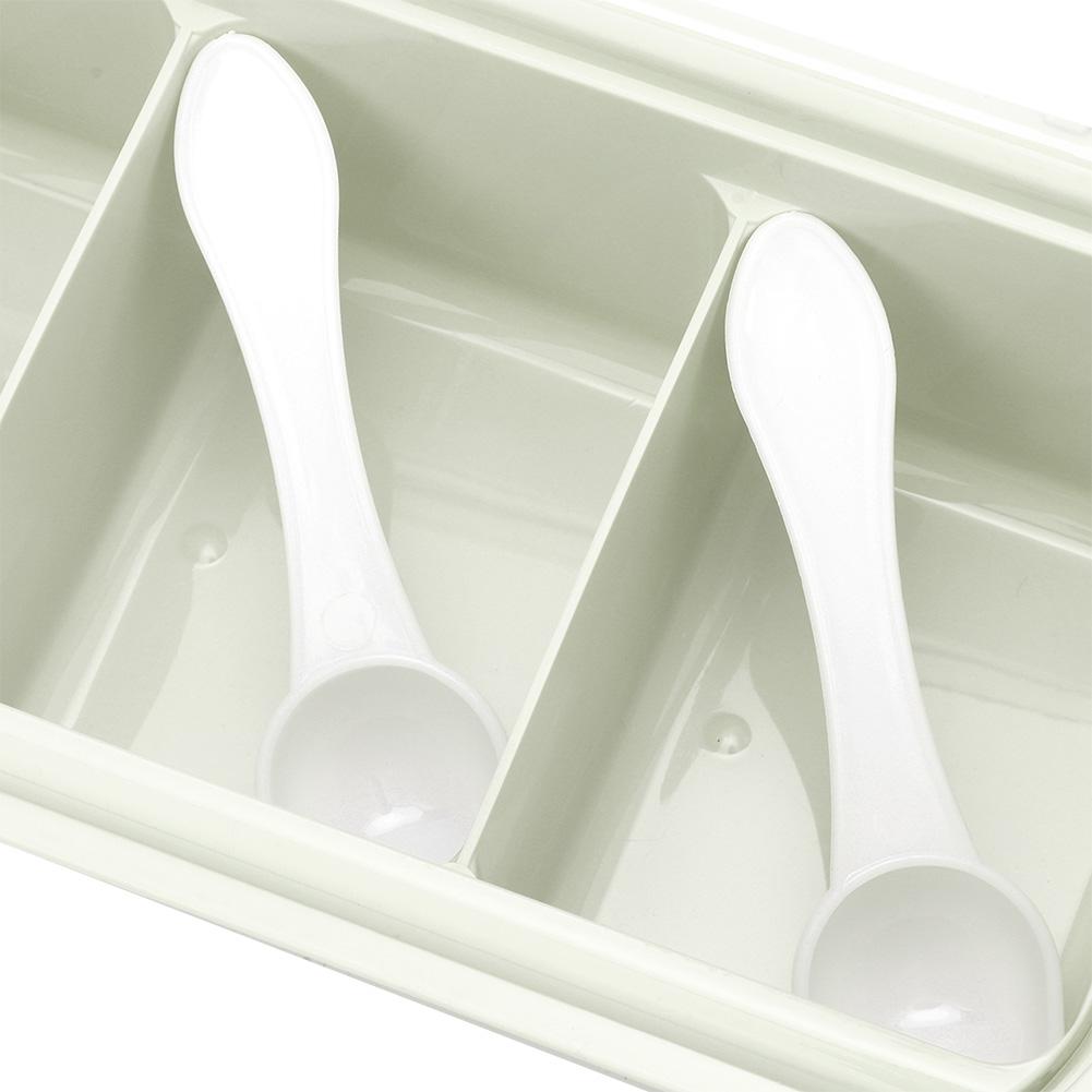 4 Compartments Seasoning Box Spice Rack Organizer Condiment Holder Container(Green)